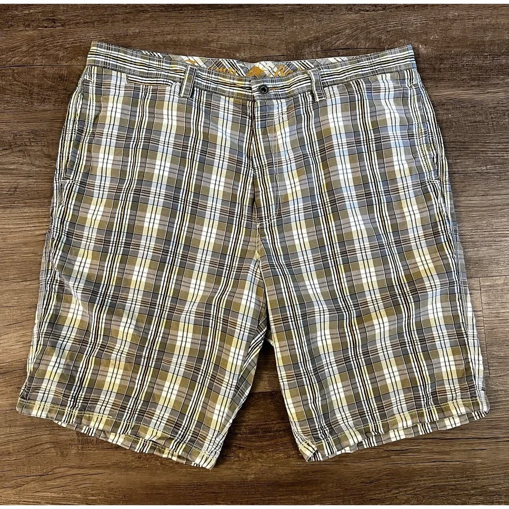 Tommy Bahama Shorts Mens 40 Plaid Linen Silk Blend Chino Preppy Lightweight I1